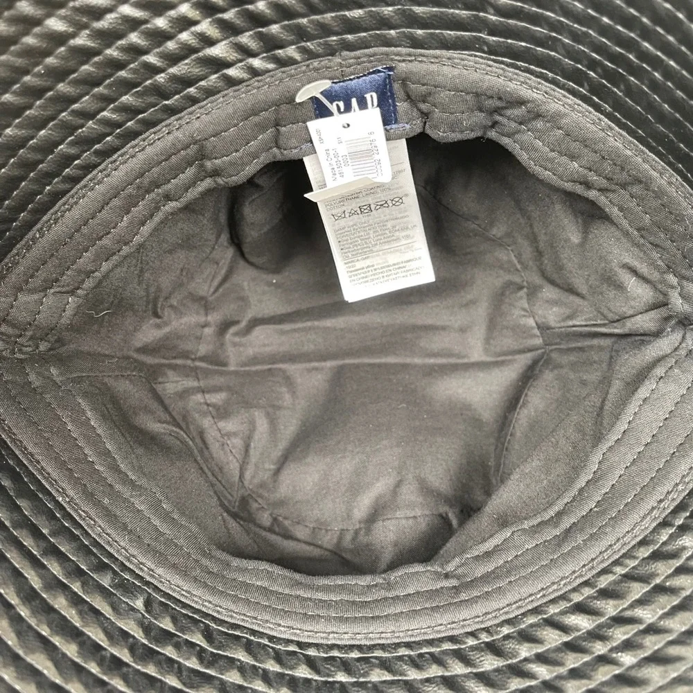 GAP Black Faux‎ Vegan Leather Bucket Hat Women's S/M Y2K 90s Grunge New With Tag